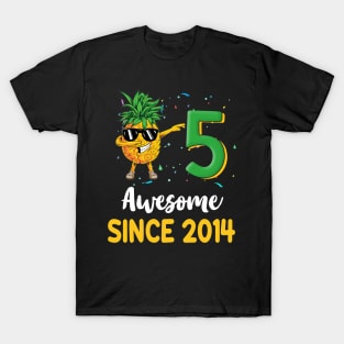 5th Birthday Pineapple Dabbing 5 Years Old T-shirt T-Shirt